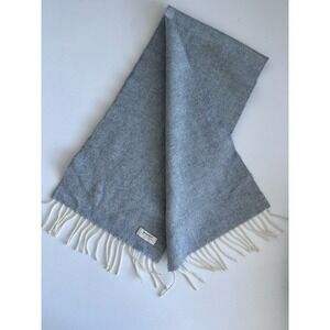 Blue Ivory Chevron Lambswool Scarf by MCNUTT (b53)